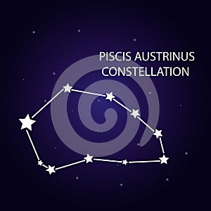 The constellation of Piscis Austrinus with bright stars. photo