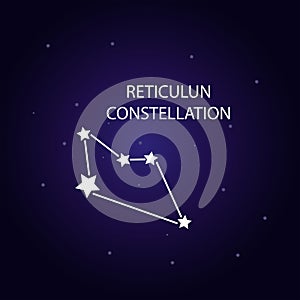 The constellation of Reticulum with bright stars. Vector illustration.