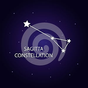 The constellation of Sagitta with bright stars. Vector illustration.