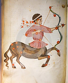The constellation Sagittarius in an astrology text