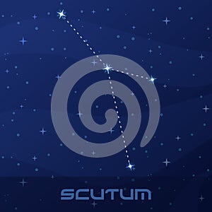 Constellation Scutum, Shield, night star sky