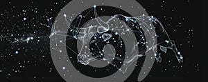 The constellation Taurus visualized as a glowing bull in the night sky