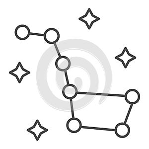 Constellation Ursa Major thin line icon. Big Dipper vector illustration isolated on white. Stars outline style design