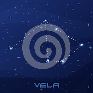 Constellation Vela, Sails, night star sky