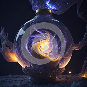 Constellations and galaxies inside decorative light bulbs.generative AI