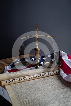 Constition USA with US flag