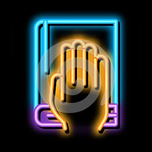 Constitution Book Law And Judgement neon glow icon illustration