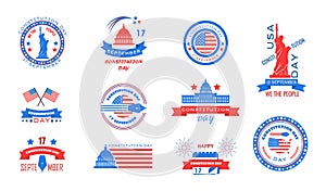 Constitution Day in United States is celebrated in September 17. Patriotic banner, poster, vector. Citizenship Day in