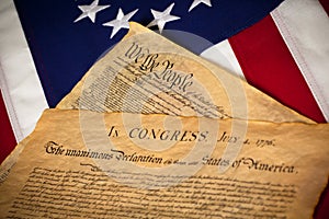 Constitution & Declaration of Independence On flag