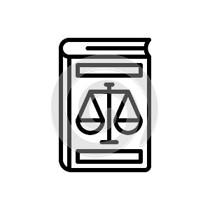 Black line icon for Constitution, book and law