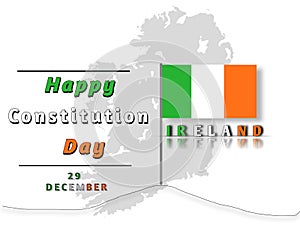 Happy Constitution Day of Ireland 29 December wishing card with flag and nation name photo