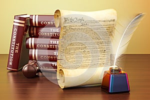 Constitution of the United States concept on the wooden table. 3