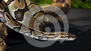 Constrictors Python on a black background also on tree