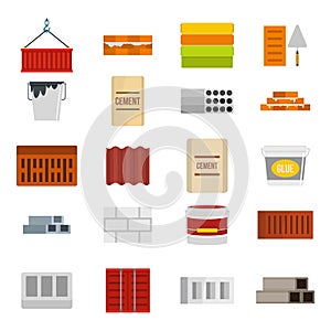 Construcion material icon set, flat style photo