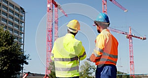 Construct Site Engineer Pointing. Worker Inspector photo