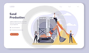 Constructin material production industry web banner or landing