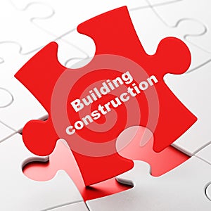 Constructing concept: Building Construction on puzzle background