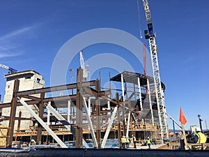 Constructing the new Chase Center for the San Francisco Golden State Warriors basketball team. 6