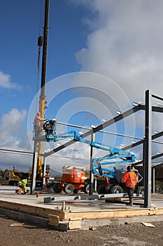 Constructing steel framework new large building
