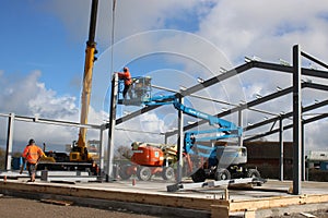 Constructing steel framework new large building
