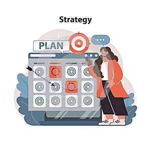 Constructing a Strategy using a methodical approach. Flat vector illustration photo