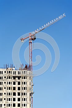 Construction activity with crane in process