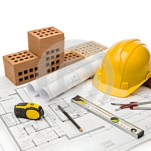 Construction architecture building development isolated on white background