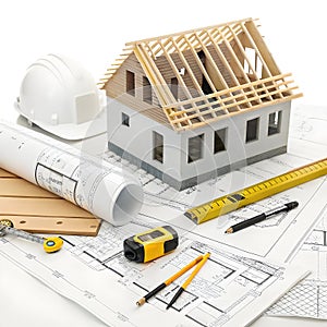 Construction architecture building development isolated on white background