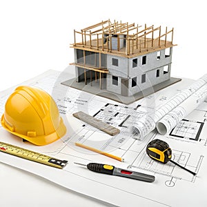 Construction architecture building development isolated on white background