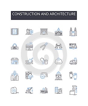 Construction and architecture line icons collection. Customization, Efficiency, Personalization, Interactivity