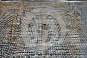 Construction area with fully assembled grids for the underground car park