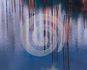 Construction armature in blue water background