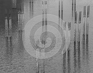 Construction armature in water industrial background