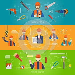 Construction Banner Set vector design illustration