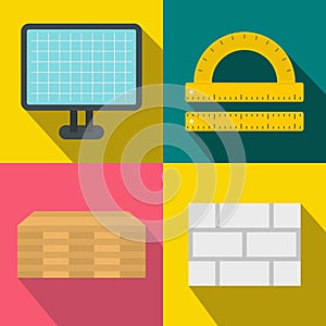 Construction banners set, flat style