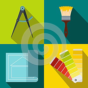 Construction banners set, flat style