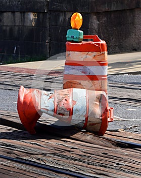 Construction Barrels Damaged in Downtown Memphis Traffic