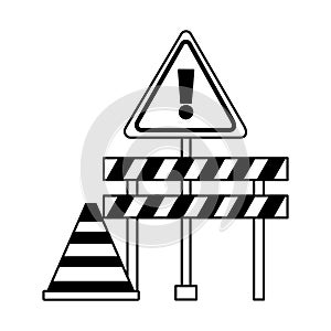 Construction barricade warning sign cone