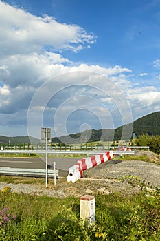 Construction barrier line on D11 highway in Czechia