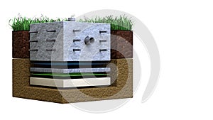 industrial 3d illustration, home base scheme isolated photo