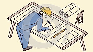 Construction Blueprint with Compass and Tools, Architectural Design, vector design Generative AI