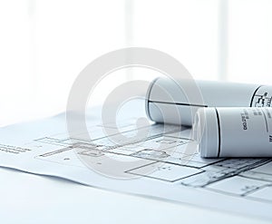 Construction Blueprint Isolated on White Paper