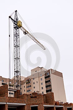 Construction of a brick house.