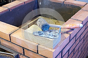 construction of brick ovens. brick stove for sauna