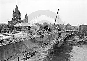 Construction of a bridge across the river danube