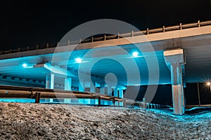 Construction bridge light blue transportation night architecture