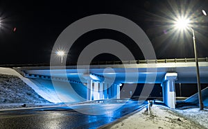 Construction bridge light blue transportation night architecture