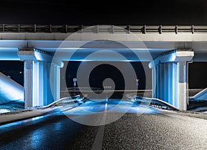 Construction bridge light blue transportation night architecture