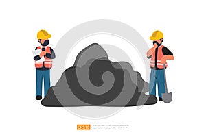 Construction Builder Character with Material and Shovel. Road Work Vector Illustration of Construction Worker