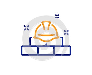 Construction builder line icon. Engineer or architect helmet sign. Vector